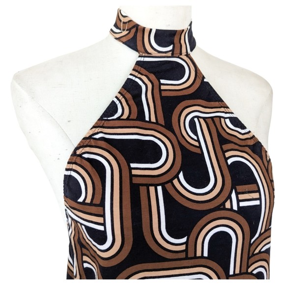 MOTEL Retro Print Low Back Mini Dress Size S - Picture 4 of 9